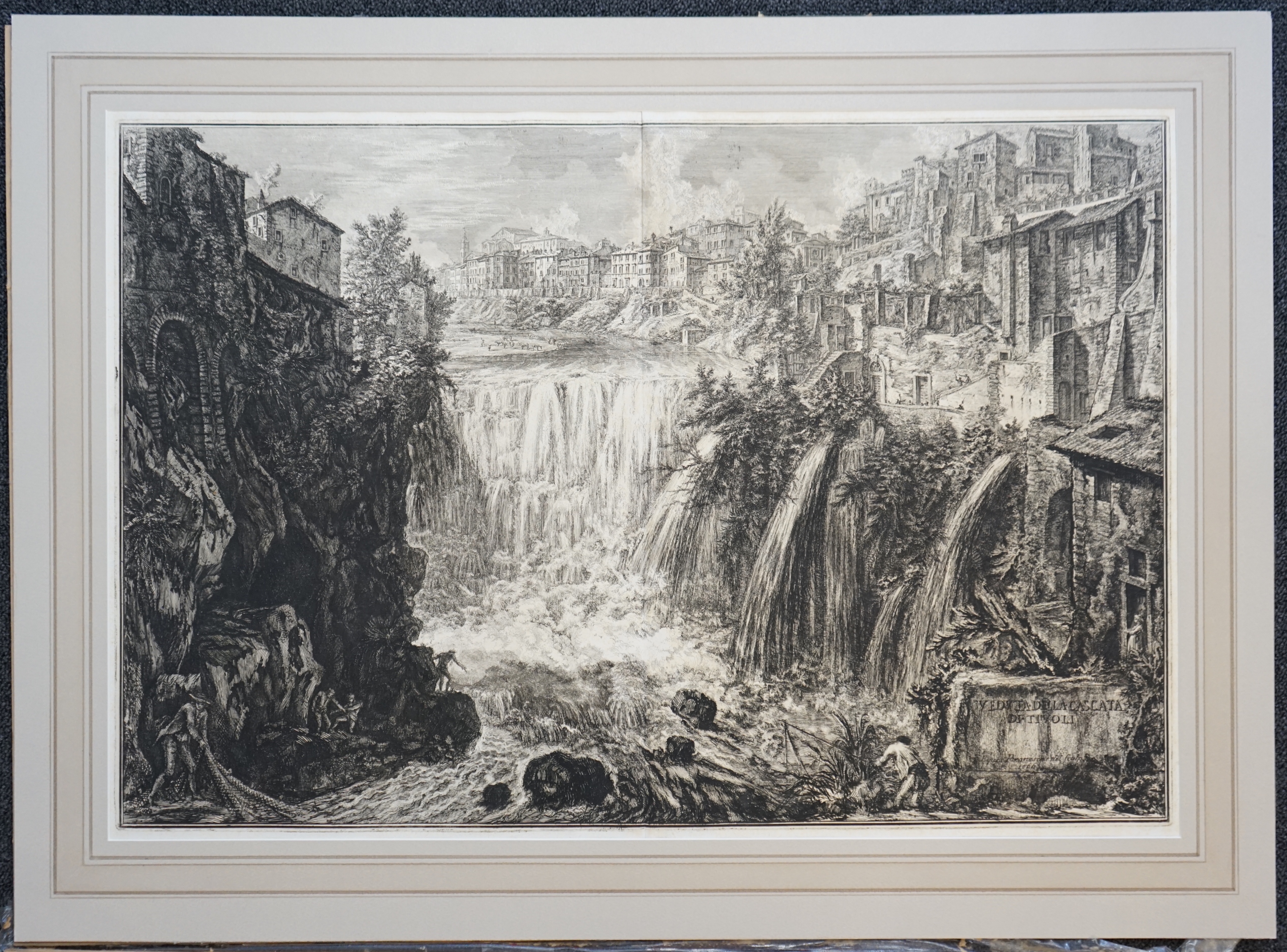 Giovanni Battista Piranesi (Italian, 1720-1778), Veduta de la Villa, Estense in Tivoli and Cascata de Tivoli, two etchings, 46 x 69.5cm and 48 x 70.5cm